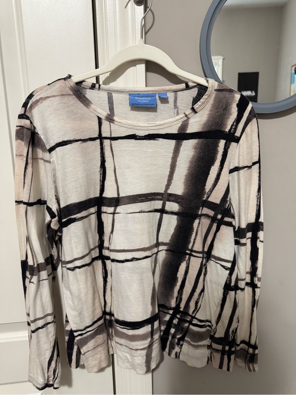 Simply Vera Vera Wang Black and Cream Long Sleeve Tee